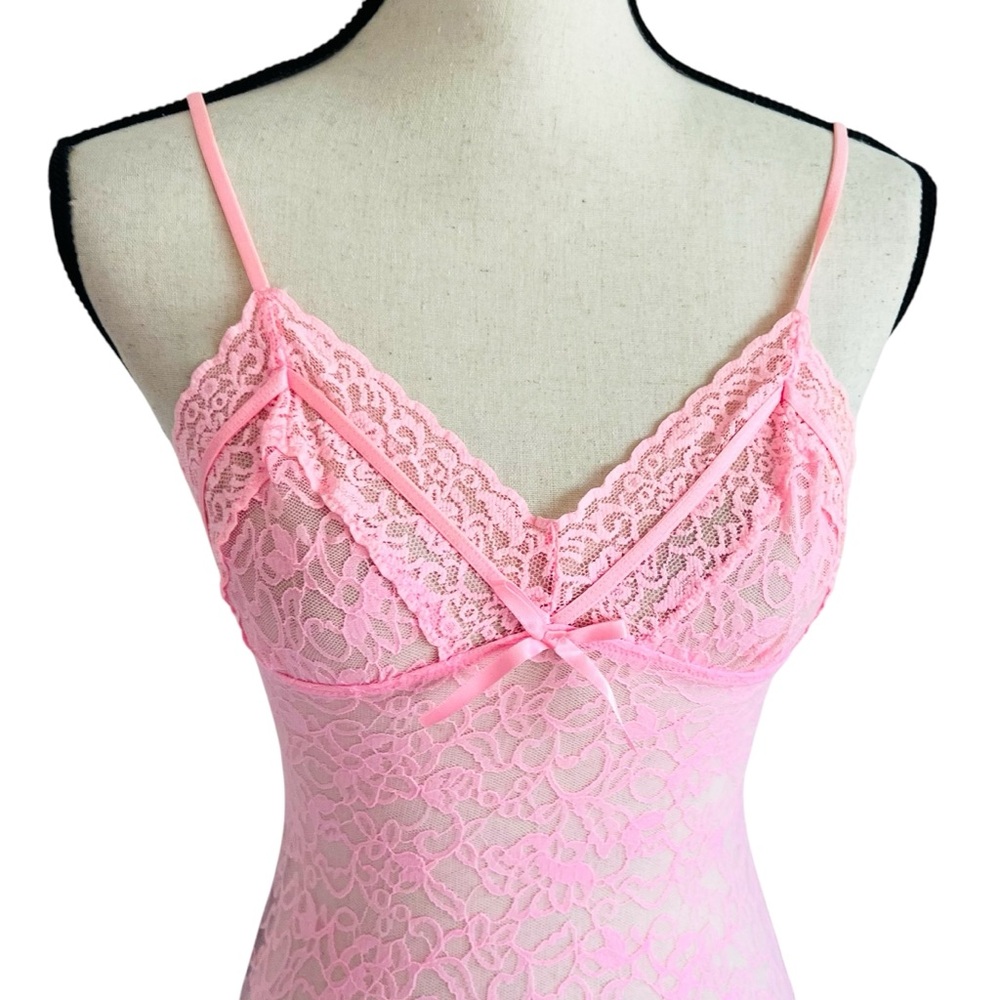 Vintage Victoria Secret Pink Lace Babydoll Lingerie